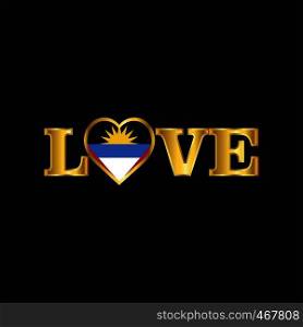 Golden Love typography Antigua and Barbuda flag design vector