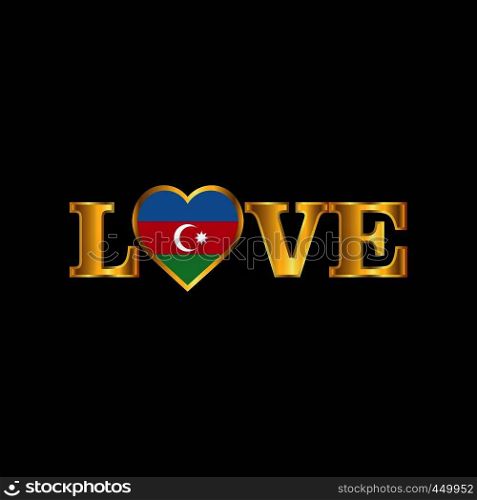 Golden Love typography Azerbaijan flag design vector