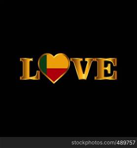 Golden Love typography Benin flag design vector