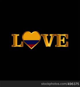 Golden Love typography Colombia flag design vector