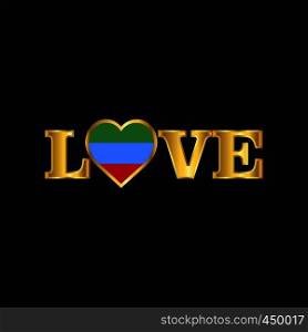 Golden Love typography Dagestan flag design vector