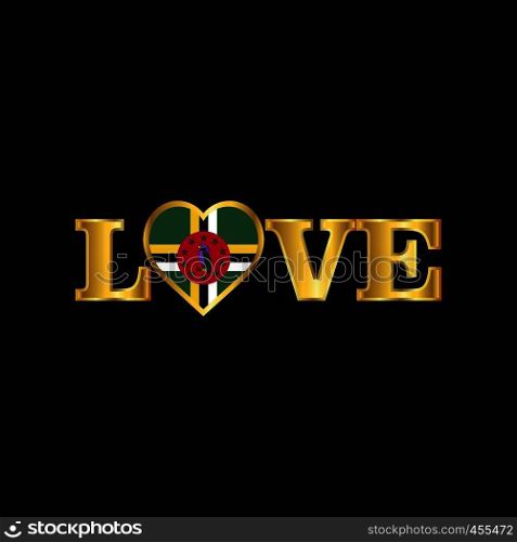 Golden Love typography Dominica flag design vector