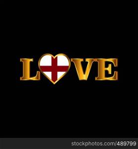 Golden Love typography England flag design vector