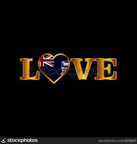 Golden Love typography Falkland Islands flag design vector