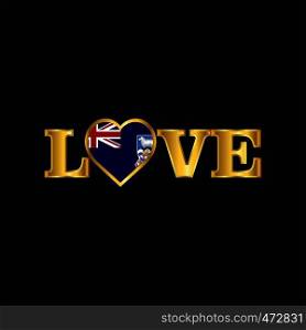 Golden Love typography Falkland Islands flag design vector