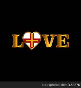 Golden Love typography Guernsey flag design vector