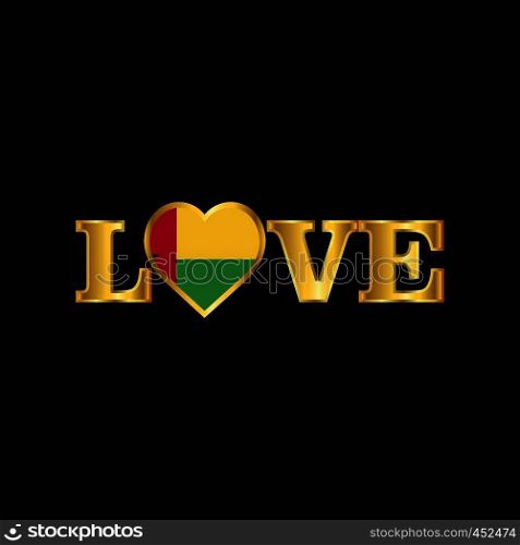 Golden Love typography Guinea Bissau flag design vector
