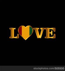 Golden Love typography Guinea flag design vector