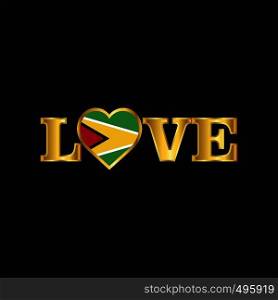 Golden Love typography Guyana flag design vector