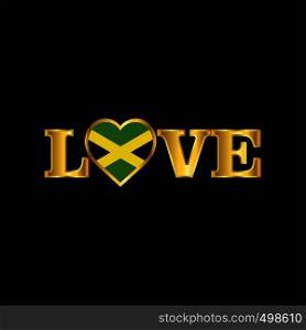 Golden Love typography Jamaica flag design vector