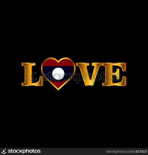 Golden Love typography Laos flag design vector