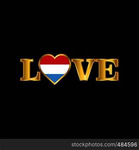 Golden Love typography Luxembourg flag design vector