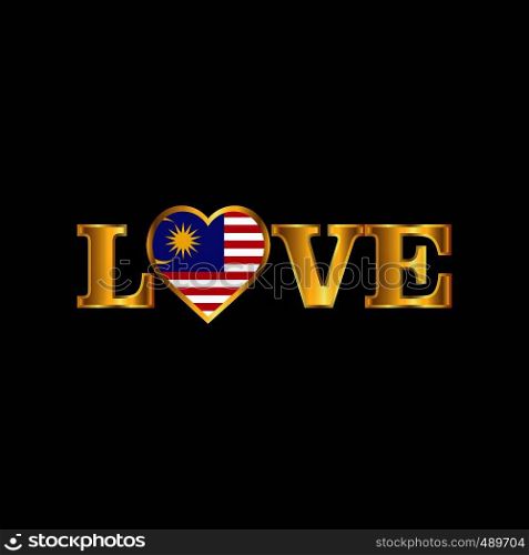 Golden Love typography Malaysia flag design vector