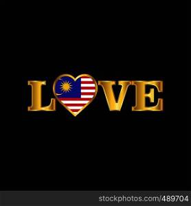 Golden Love typography Malaysia flag design vector