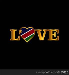 Golden Love typography Namibia flag design vector