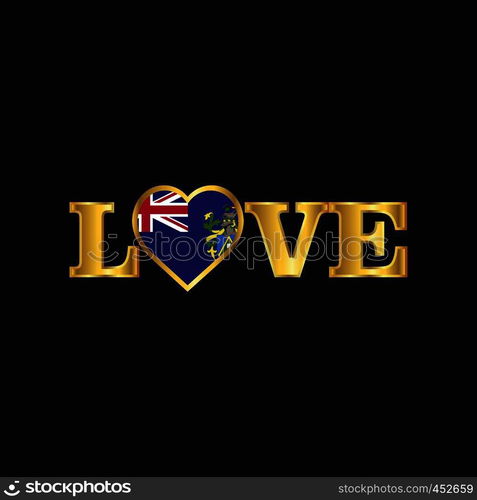 Golden Love typography Pitcairn Islnand flag design vector