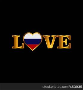 Golden Love typography Russia flag design vector
