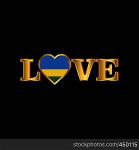 Golden Love typography Rwanda flag design vector