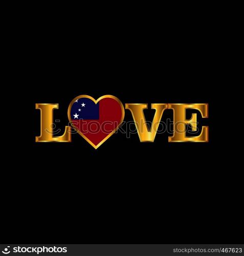 Golden Love typography Samoa flag design vector