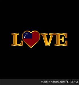 Golden Love typography Samoa flag design vector