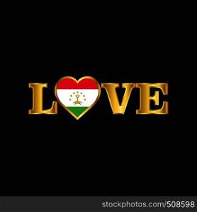 Golden Love typography Tajikistan flag design vector