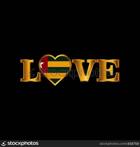 Golden Love typography Togo flag design vector