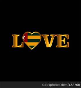 Golden Love typography Togo flag design vector