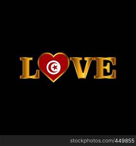 Golden Love typography Tunisia flag design vector