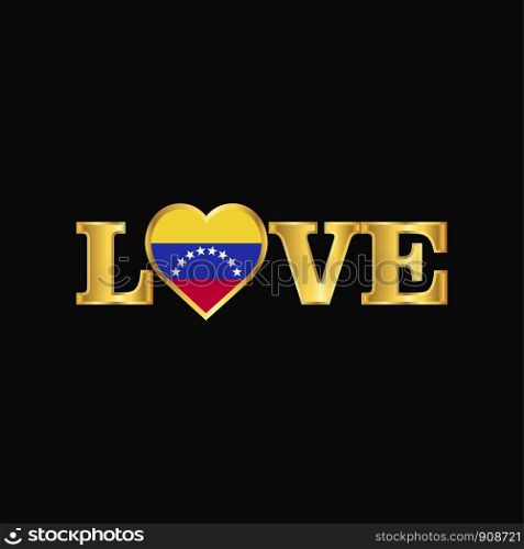 Golden Love typography Venezuela flag design vector