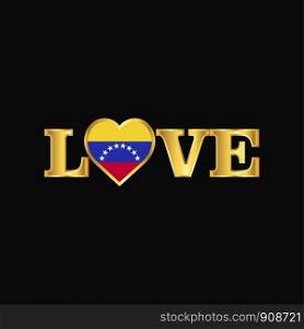 Golden Love typography Venezuela flag design vector