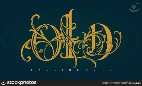 Golden luxury embracing old lettering monogram logo vector illustrations for your work logo, merchandise t-shirt, stickers and label designs, poster, greeting cards advertising business company or brands