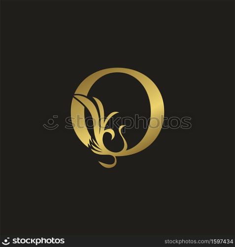 Golden Luxury Swirl Ornate Initial Letter O logo icon, vector letter with ornate swirl deco clip art template design.