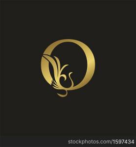 Golden Luxury Swirl Ornate Initial Letter O logo icon, vector letter with ornate swirl deco clip art template design.