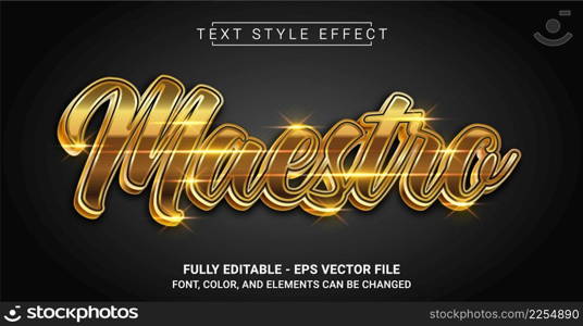 Golden Maestro Text Style Effect. Graphic Design Element.