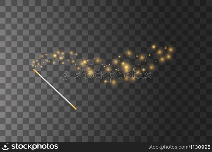 Golden Magic wand. Vector illustration. Isolated on transparent background. Golden Magic wand. Vector illustration. Isolated on transparent background.