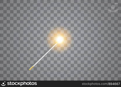 Golden Magic wand. Vector illustration. Isolated on transparent background. Golden Magic wand. Vector illustration. Isolated on transparent background.