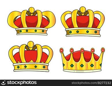 Golden majestic king crown collection Royalty Free Vector