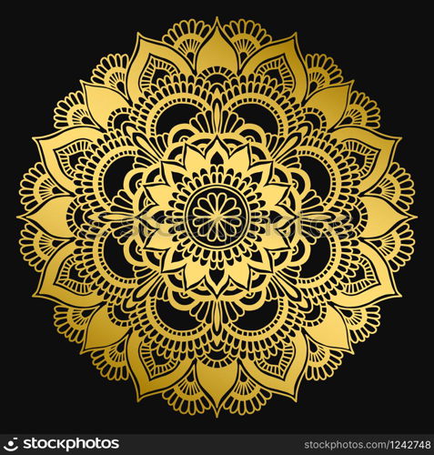 Golden mandala design. Ethnic round ornament. Hand drawn indian motif. Mehendi meditation yoga henna theme. Unique golden floral print. Golden mandala design. Ethnic round ornament. Hand drawn indian motif. Mehendi meditation yoga henna theme. Unique golden floral print.