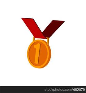 Golden medal cartoon icon. Winner symbol on a white background . Golden medal cartoon icon