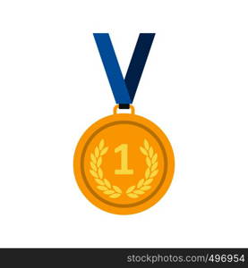Golden medal flat icon isolated on white background. Winner symbol for web and mobile devices. Golden medal flat icon