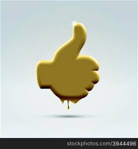 Golden melting like thumb hand icon concept illustration