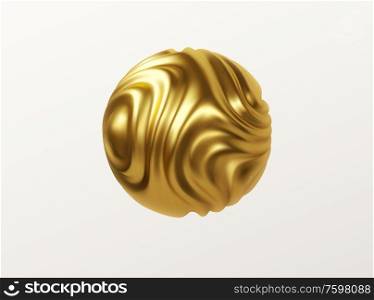Golden metal organic shape 3d sphere isolated on white background. Trend design for web pages, posters, flyers, booklets, magazine covers, presentations. Vector illustration EPS10. Golden metal organic shape 3d sphere isolated on white background. Trend design for web pages, posters, flyers, booklets, magazine covers, presentations. Vector illustration