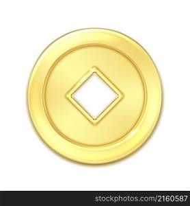 golden money coin china gold cash 3d realistic vector. money coin china vector