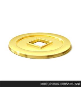 golden money coin china gold cash 3d realistic vector. money coin china vector