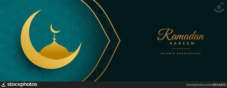 golden moon and mosque ramadan kareem festival banner