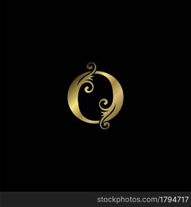 Golden O Initial Letter luxury logo icon, vintage luxurious vector design concept alphabet letter for luxuries business.