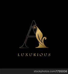 Golden Outline Initial Letter A luxury Logo, creative vector design concept for luxurious business.