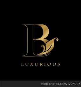 Golden Outline Initial Letter B luxury Logo, creative vector design concept for luxurious business.