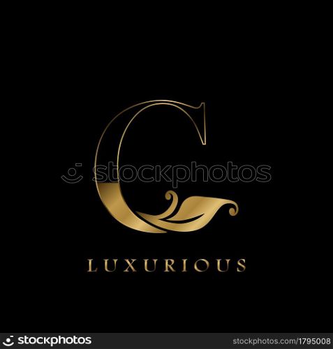 Golden Outline Initial Letter C luxury Logo, creative vector design concept for luxurious business.