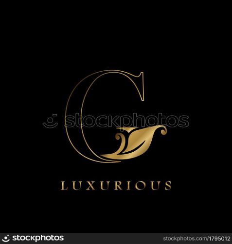 Golden Outline Initial Letter G luxury Logo, creative vector design concept for luxurious business.